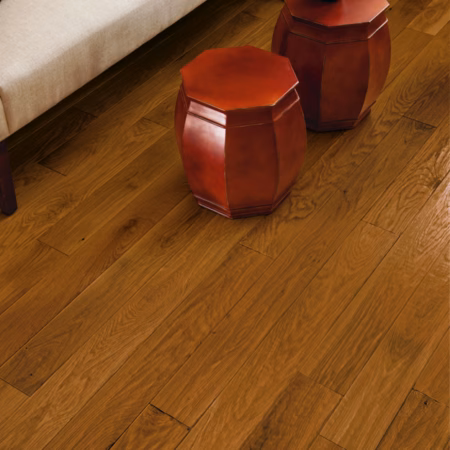 Hartco American Scrape Gunstock hardwood flooring installed in a room