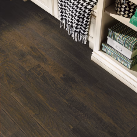 Hartco American Scrape Nantucket hardwood flooring installed in a room