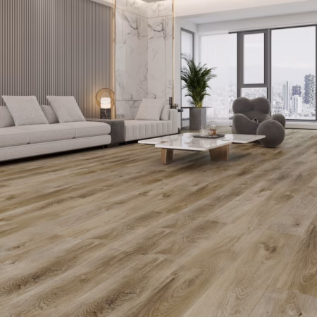 Axiscor Anthem Glacier Bay vinyl flooring installed in a room