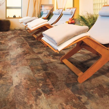 Axiscor Pro 12 Copper Stone vinyl flooring installed in a room