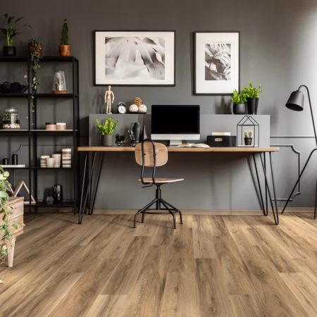 Axiscor Pro 7 Aspen Hickory vinyl flooring installed in a room