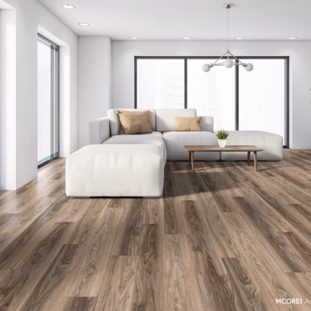 Chesapeake MCORE1 Antique Barnwood flooring installed in a room