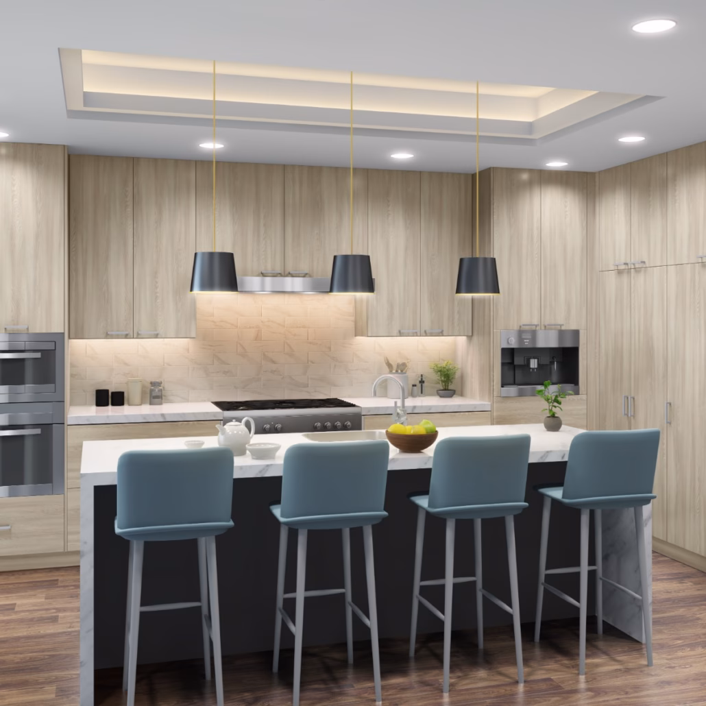 Eurocraft Como Ash 01 slab cabinets in a kitchen