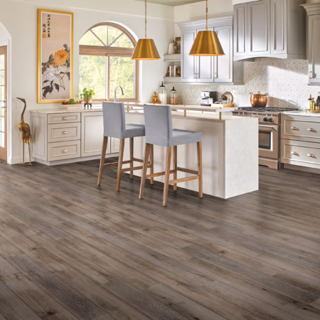 Bruce LifeSeal Trending Gray Haze rigid core vinyl flooring installed in a room