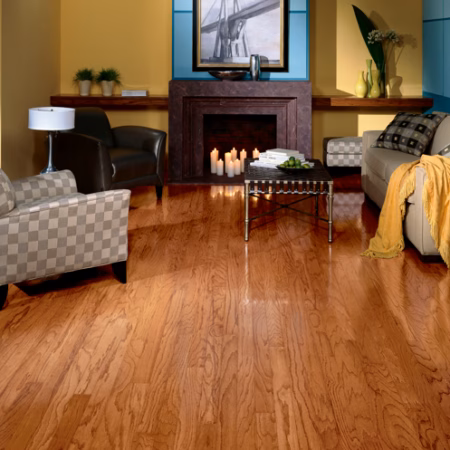 Hartco Ascot Plank Topaz hardwood flooring installed in a room