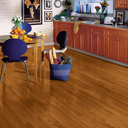 Hartco Yorkshire Auburn hardwood flooring installed in a room