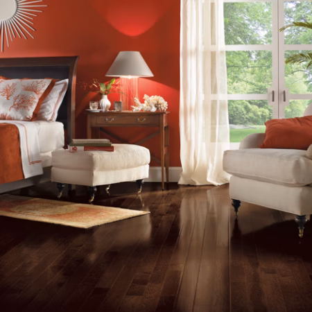Bruce American Treasures Frontier Shadow hardwood flooring installed in a room
