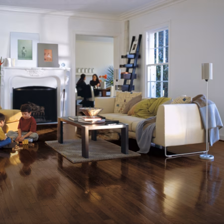 Bruce Natural Choice Walnut hardwood flooring installed in a room