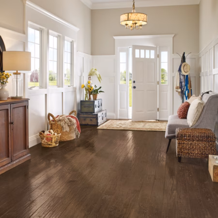 Hartco Paragon Otter Brown hardwood flooring installed in a room