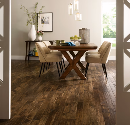 Hartco American Scrape River House hardwood flooring installed in a room