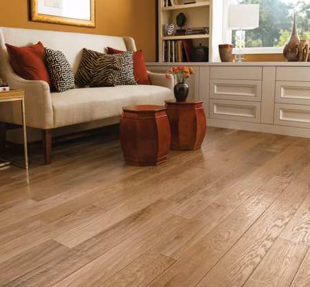 Hartco American Scrape Natural hardwood flooring installed in a room