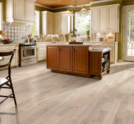 Bruce Signature Scrape SnowPeak hardwood flooring installed in a room